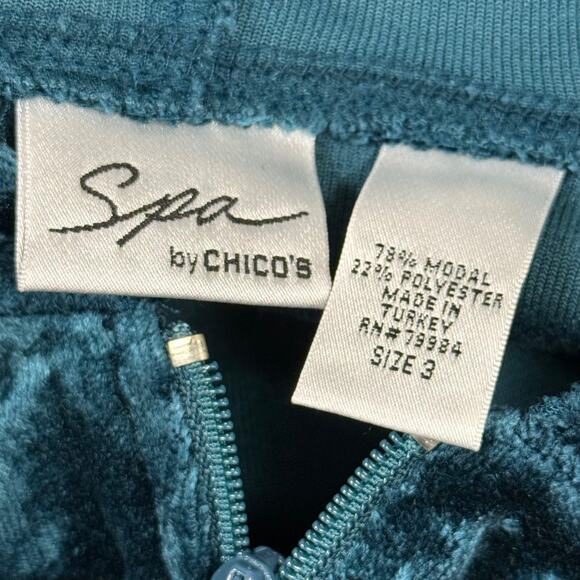 Spa by Chicos Womens Crushed Velvet Hooded Full Zip Jacket Loungewear sz 3 / XL - Picture 16 of 16